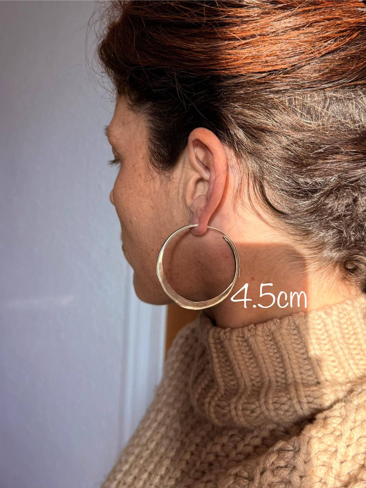 Hammered Flat Silver Hoop Earrings, Bohemian Hoops, Ethnic Jewellery, Everyday Silver Earrings