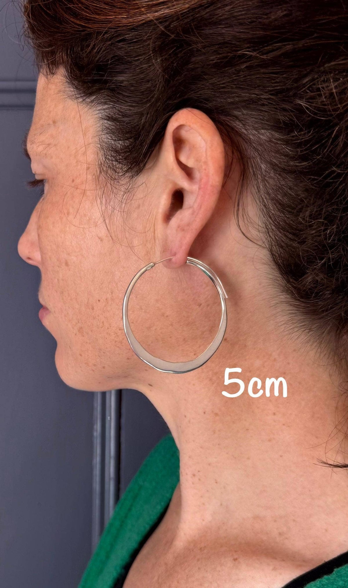 Hammered Flat Silver Hoop Earrings, Bohemian Hoops, Ethnic Jewellery, Everyday Silver Earrings
