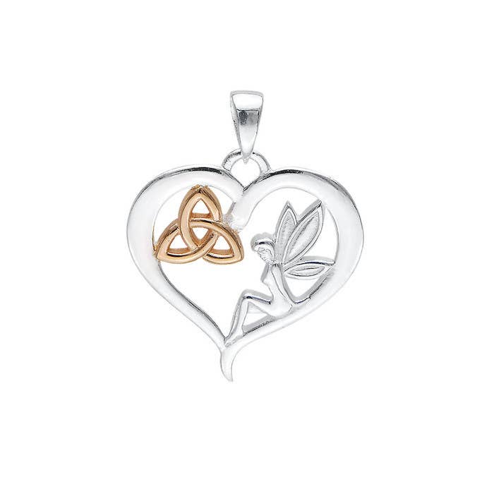 Sterling Silver Fairy Triquetra Heart Pendant