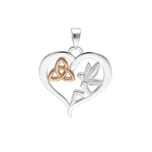 Sterling Silver Fairy Triquetra Heart Pendant