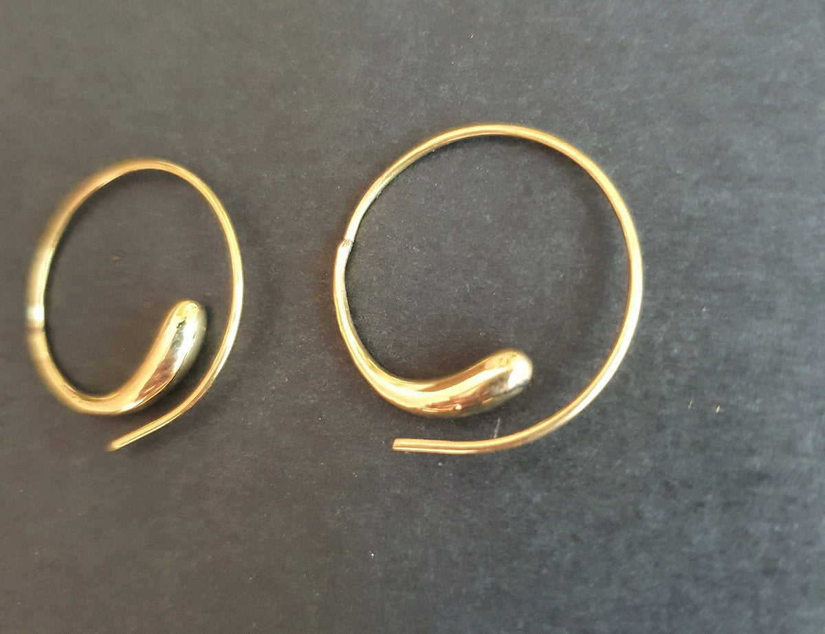 Minimalist Golden Spiral Hoop Earrings; Ethnic, Geometric,  Small, Rustic, Yoga, Hippie, Gypsy, Pretty, Ssy, Boho, Bohemian, Festival