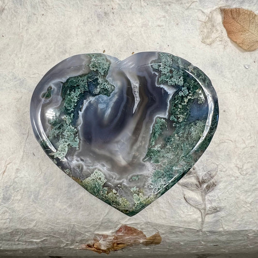 Green Moss Agate Heart Dish