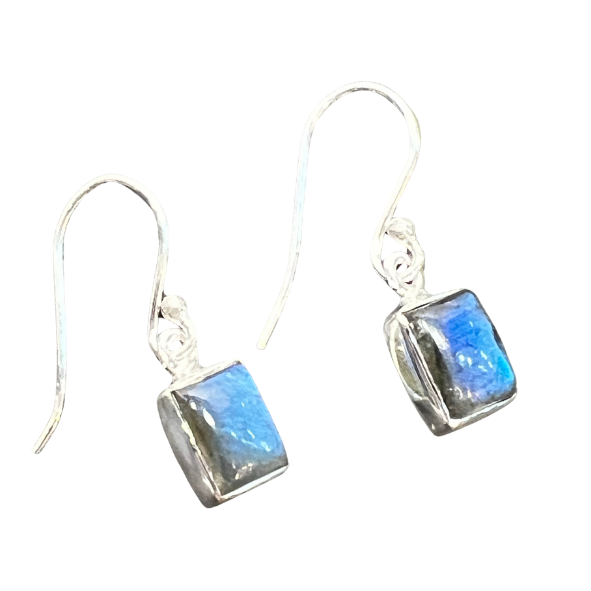 Sterling Silver Blue Fire Labradorite Earrings