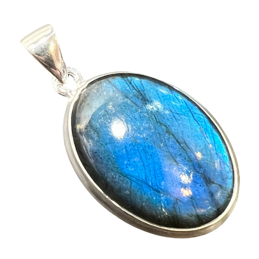 Sterling Silver Blue Fire Labradorite Pendant