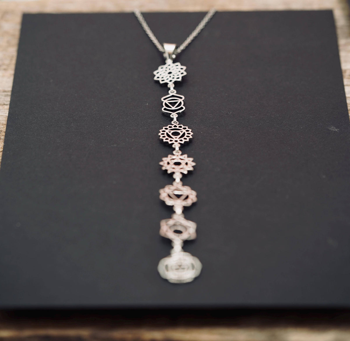 Silver Chakras Necklace with Stainless Steel Chain