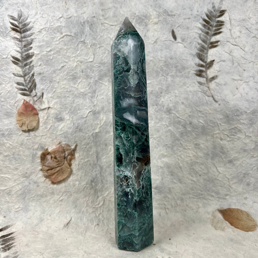 Green Moss Agate Tower