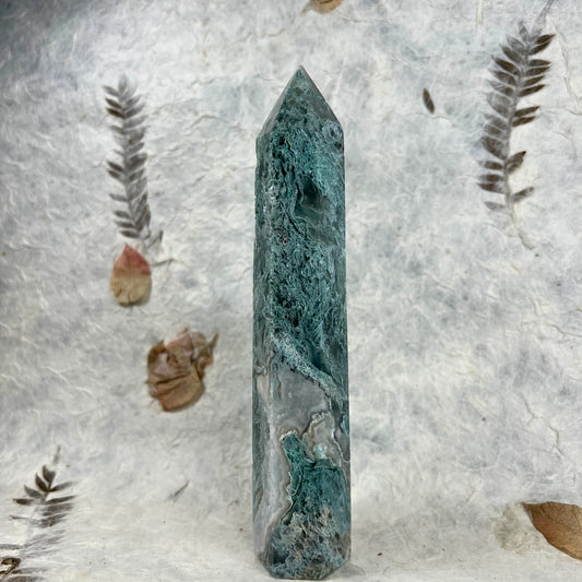 Green Moss Agate Tower