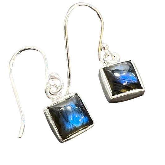 Sterling Silver Blue Fire Labradorite Earrings