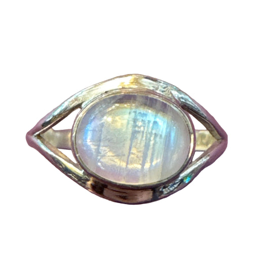 Rainbow Moonstone Sterling Silver Ring
