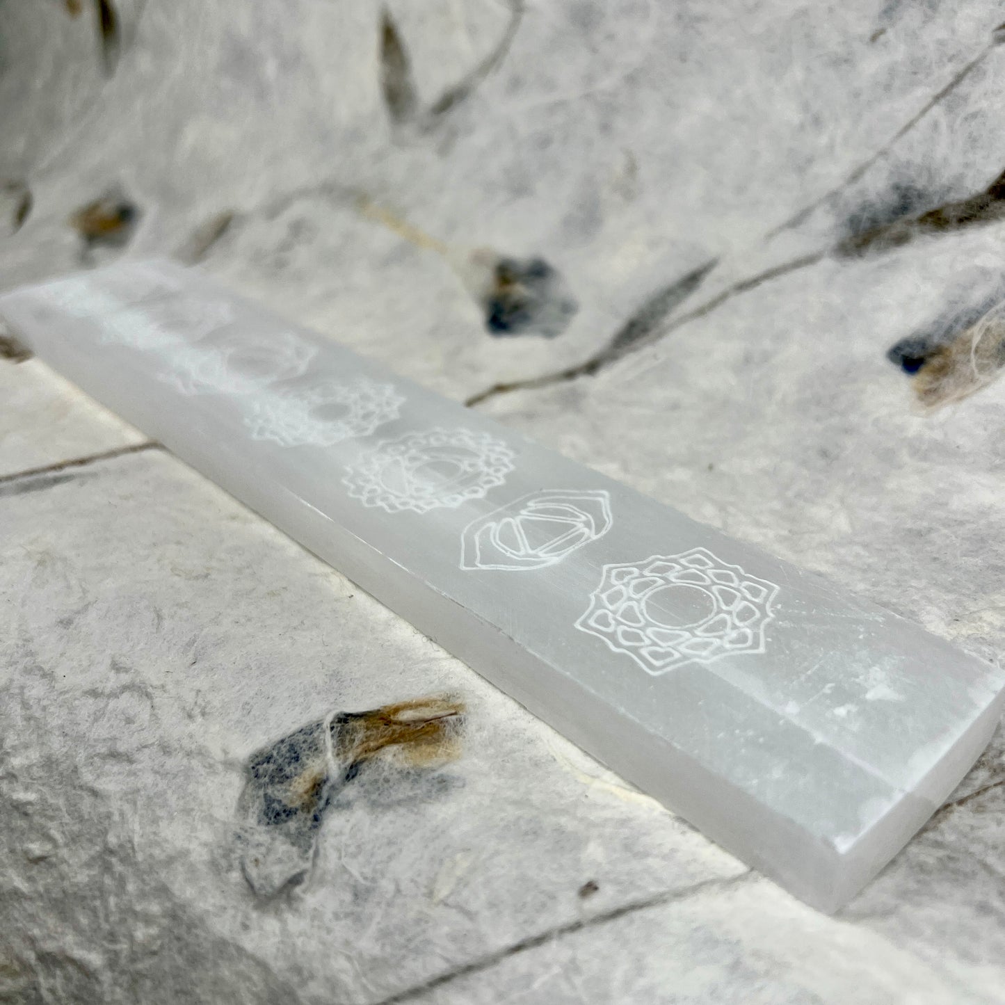 Selenite Charging Plate - Chakra Pattern