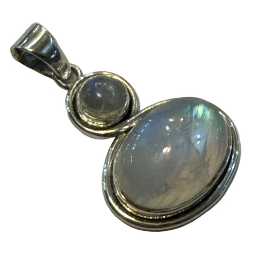 Rainbow Moonstone Sterling Silver Pendant