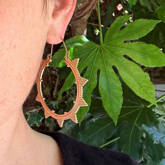 Triangle Silver Hoop Earrings / Spikes / Geometric / Boho Look / Bohemian Style / Rustic / Ethnic / Tribal / Festival /