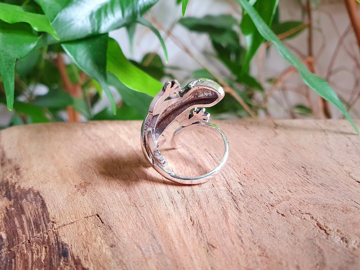 Adjustable Silver Lizard Ring, Silver Salamander Lizard Ring