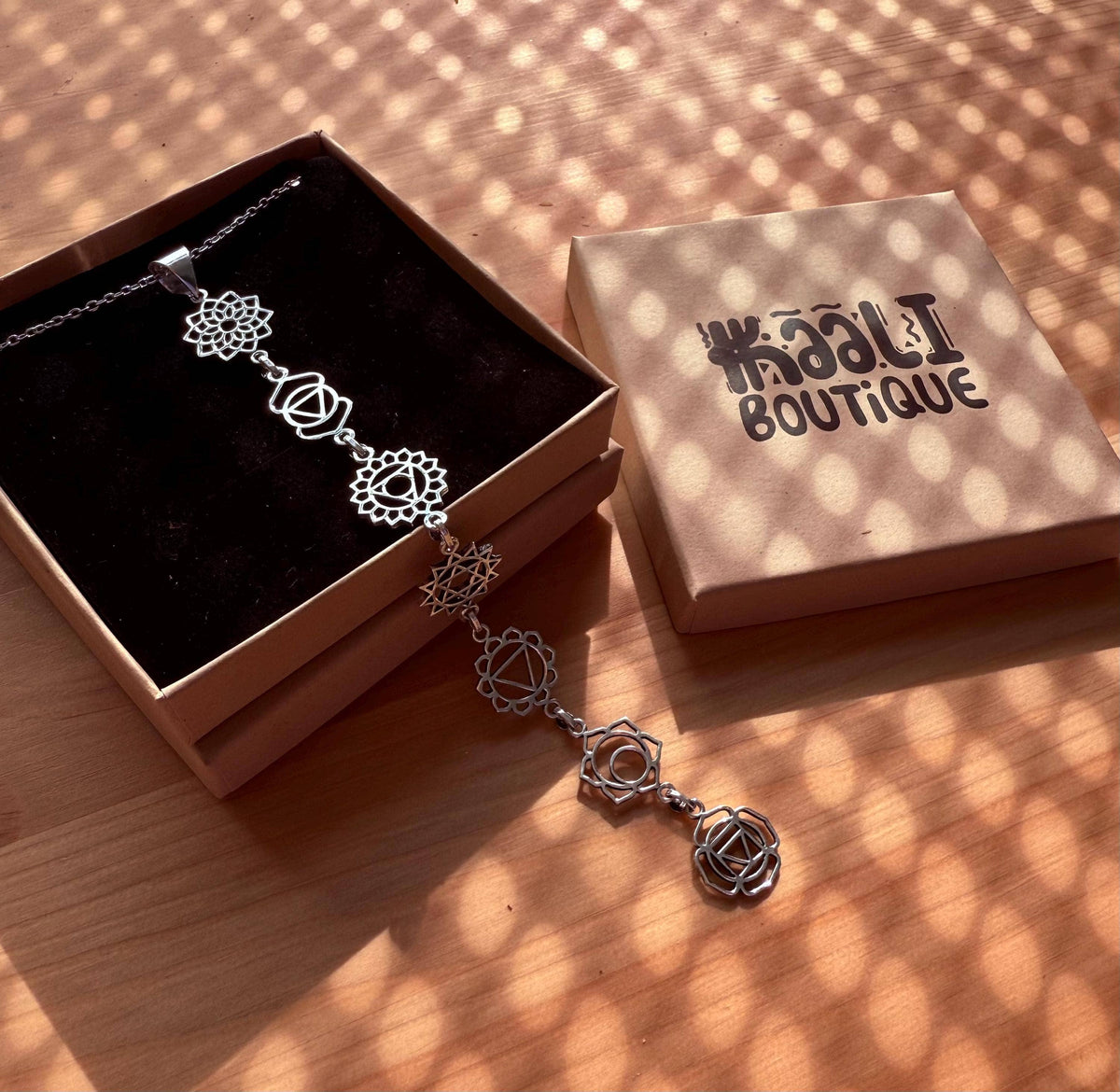 Silver Chakras Necklace with Stainless Steel Chain