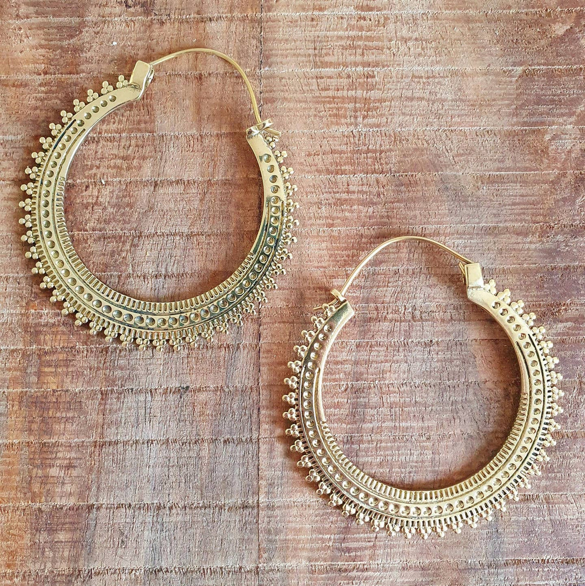 Large Boho Gold Hoops Tunnels; Boho Ethnic Rustic Indian Festival Psy Gypsy Spiral Hippie Style