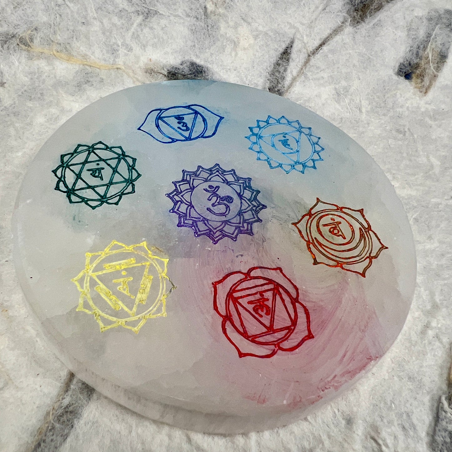 Selenite Circular Charging Plate - Chakra