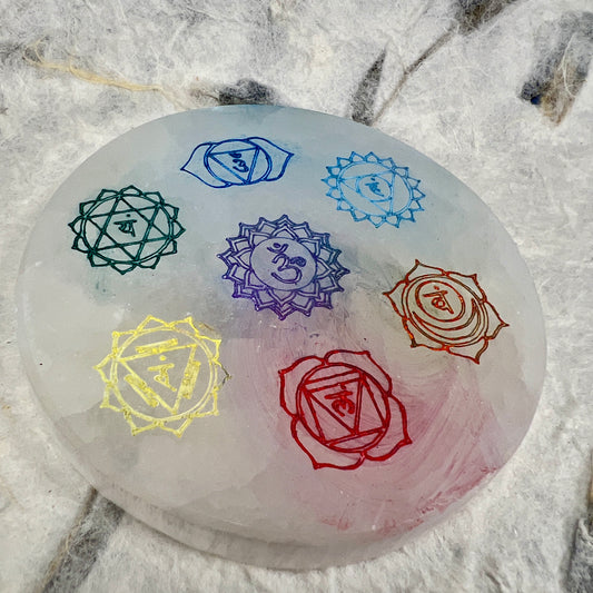 Selenite Circular Charging Plate - Chakra