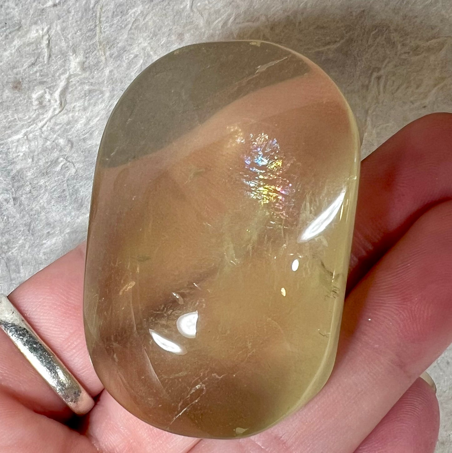 Rare Natural Citrine Palm Stone