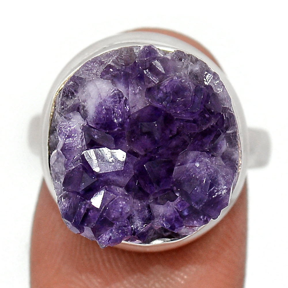 Sterling Silver Druzy Amethyst Ring