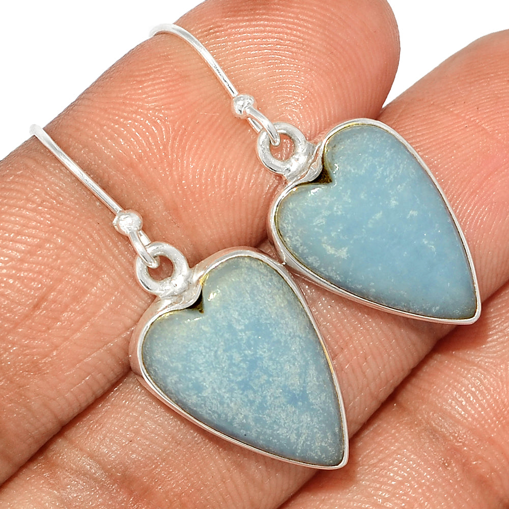 Sterling Silver Angelite Heart Earrings