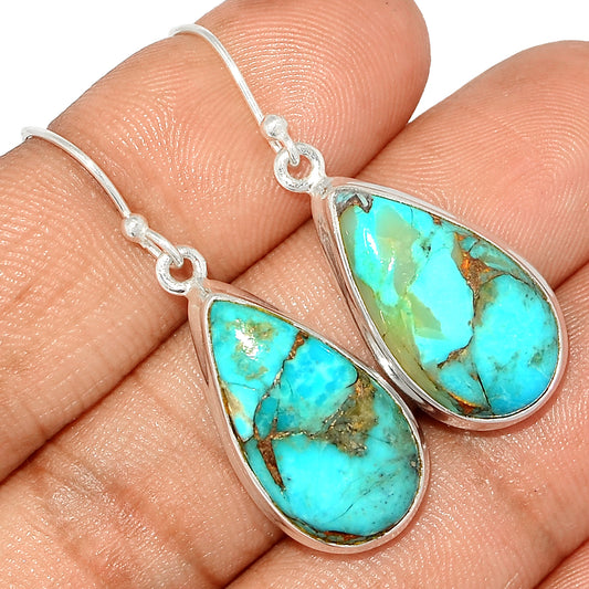 Sterling Silver Blue Copper Turquoise Earrings