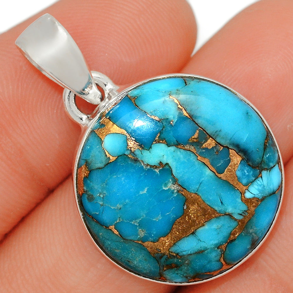 Sterling Silver Blue Copper Turquoise Pendant