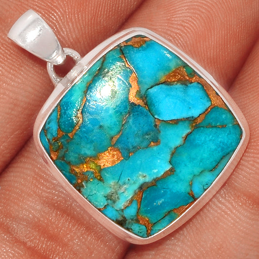 Sterling Silver Blue Copper Turquoise Pendant