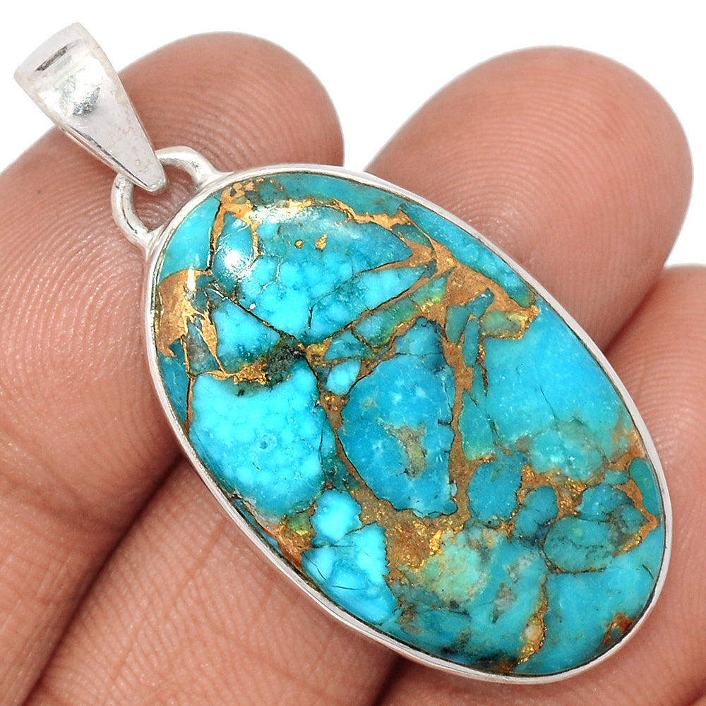 Sterling Silver Blue Copper Turquoise Pendant