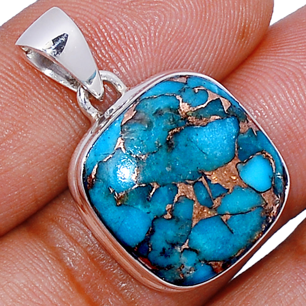 Sterling Silver Blue Copper Turquoise Pendant