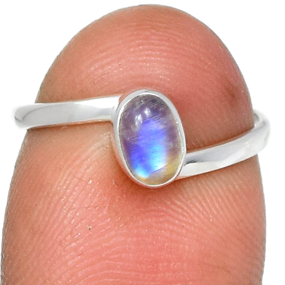 Sterling Silver Blue Fire Moonstone Ring