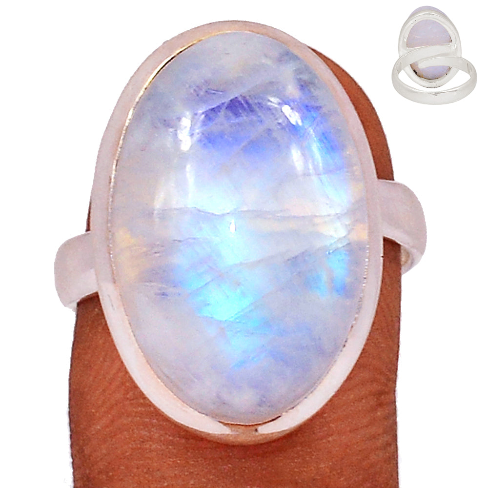 Sterling Silver Blue Fire Moonstone Ring