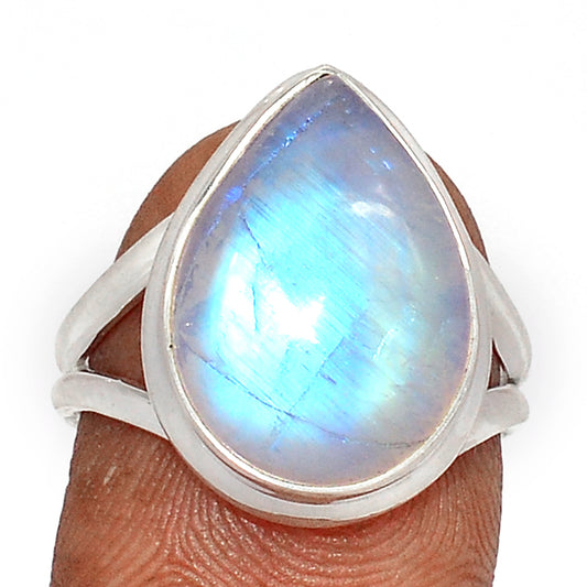 Sterling Silver Blue Fire Moonstone Ring