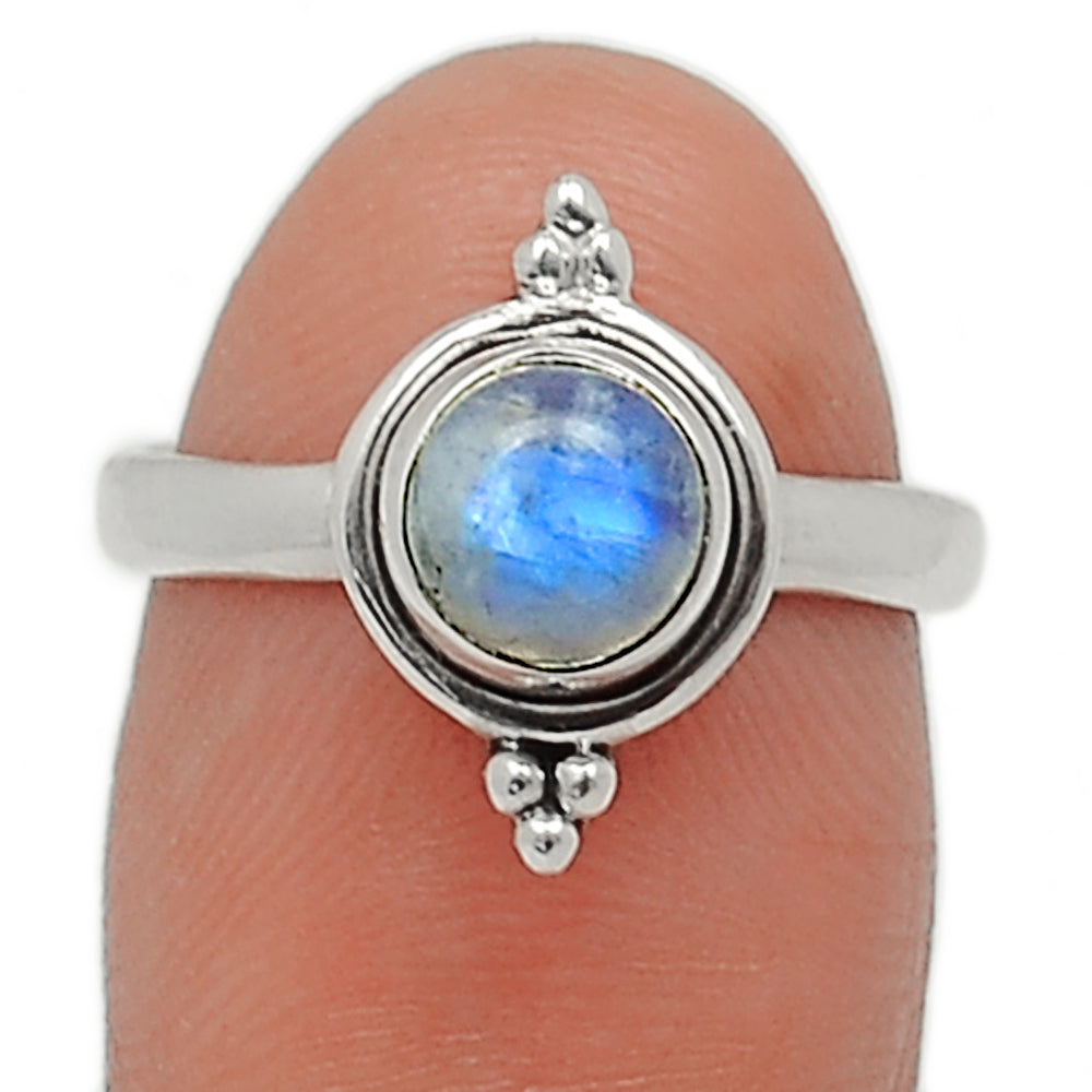 Sterling Silver Blue Fire Moonstone Ring