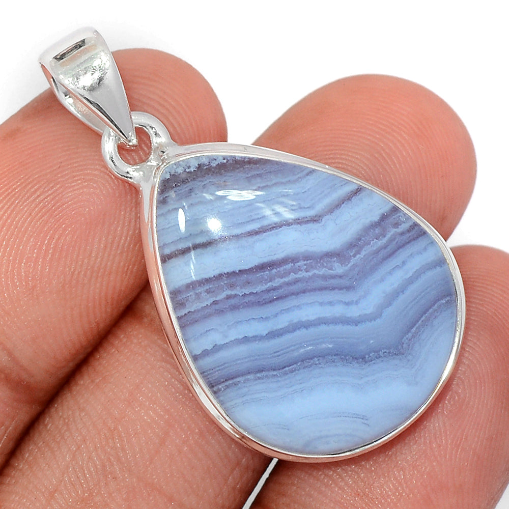 Sterling Silver Blue Lace Agate Pendant