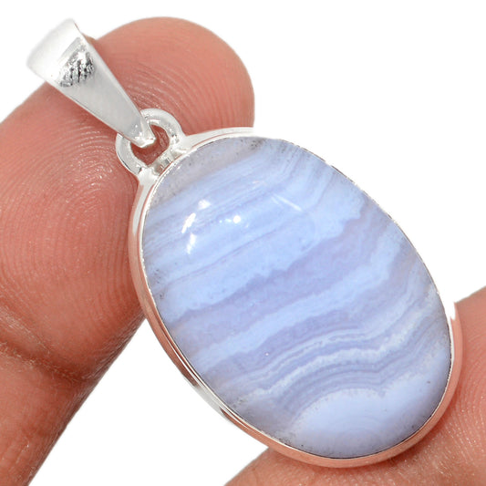 Sterling Silver Blue Lace Agate Pendant