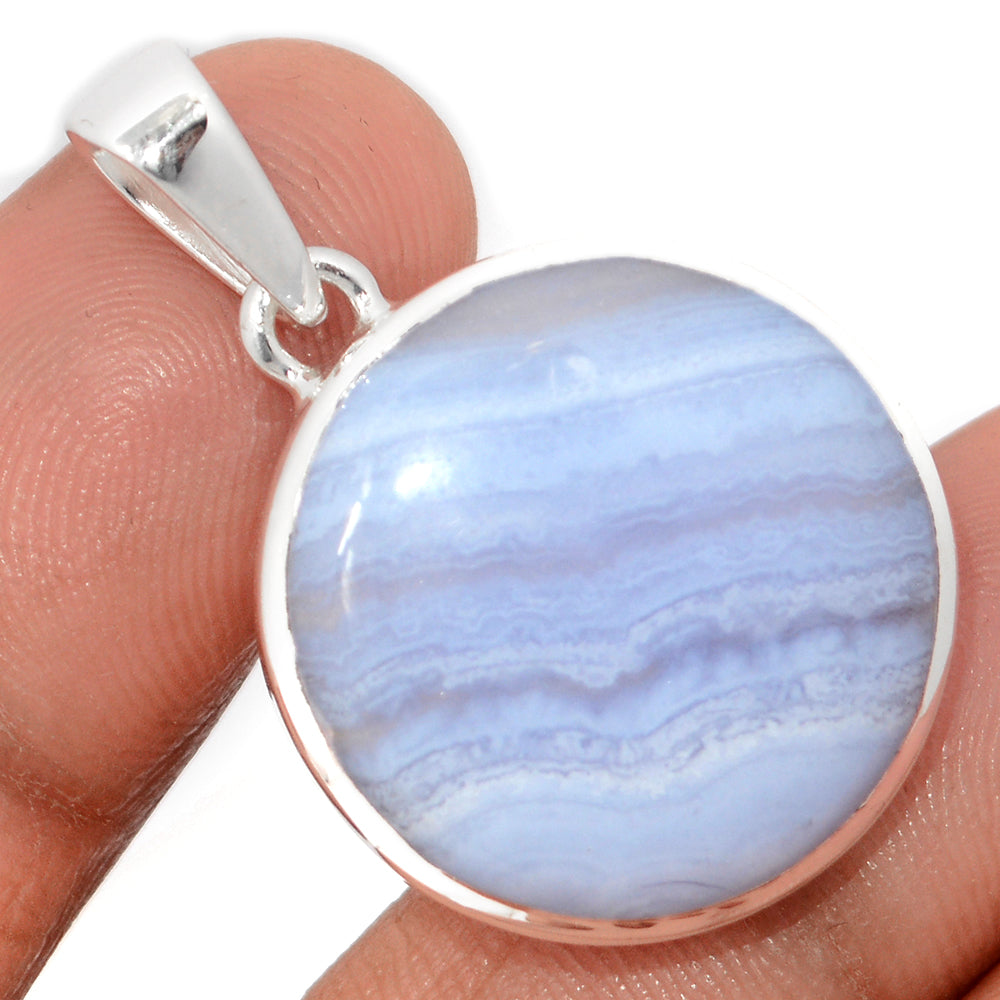 Sterling Silver Blue Lace Agate Pendant