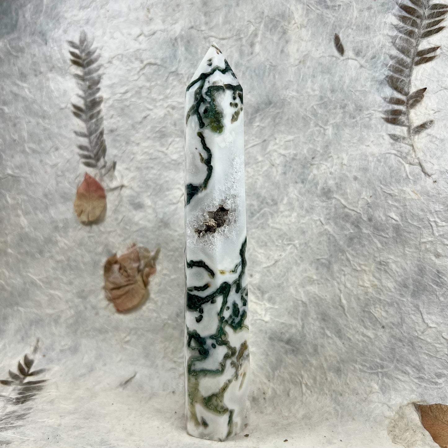 Green Moss Agate Tower