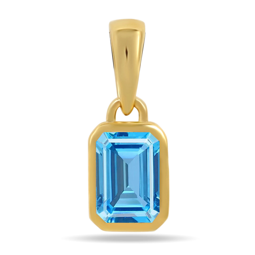 18k Gold Vermeil Blue Topaz Pendant