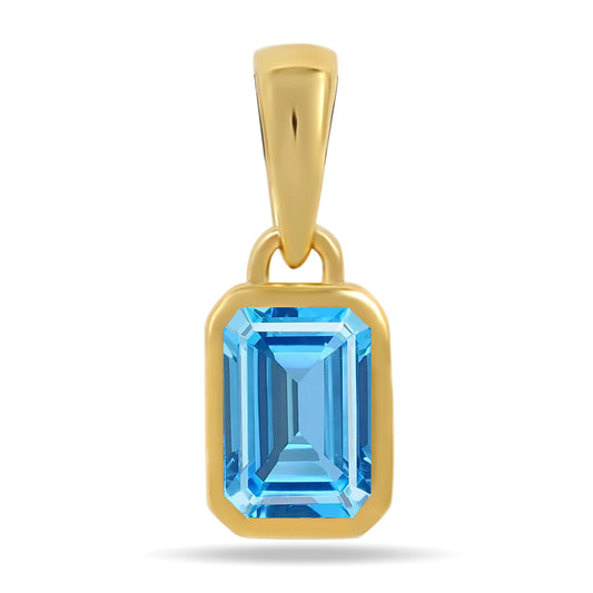18k Gold Vermeil Blue Topaz Pendant