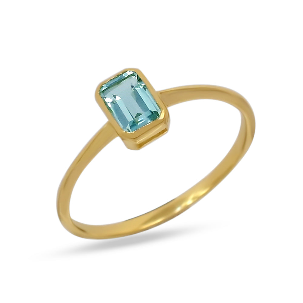 18k Gold Vermeil Faceted Blue Topaz Ring