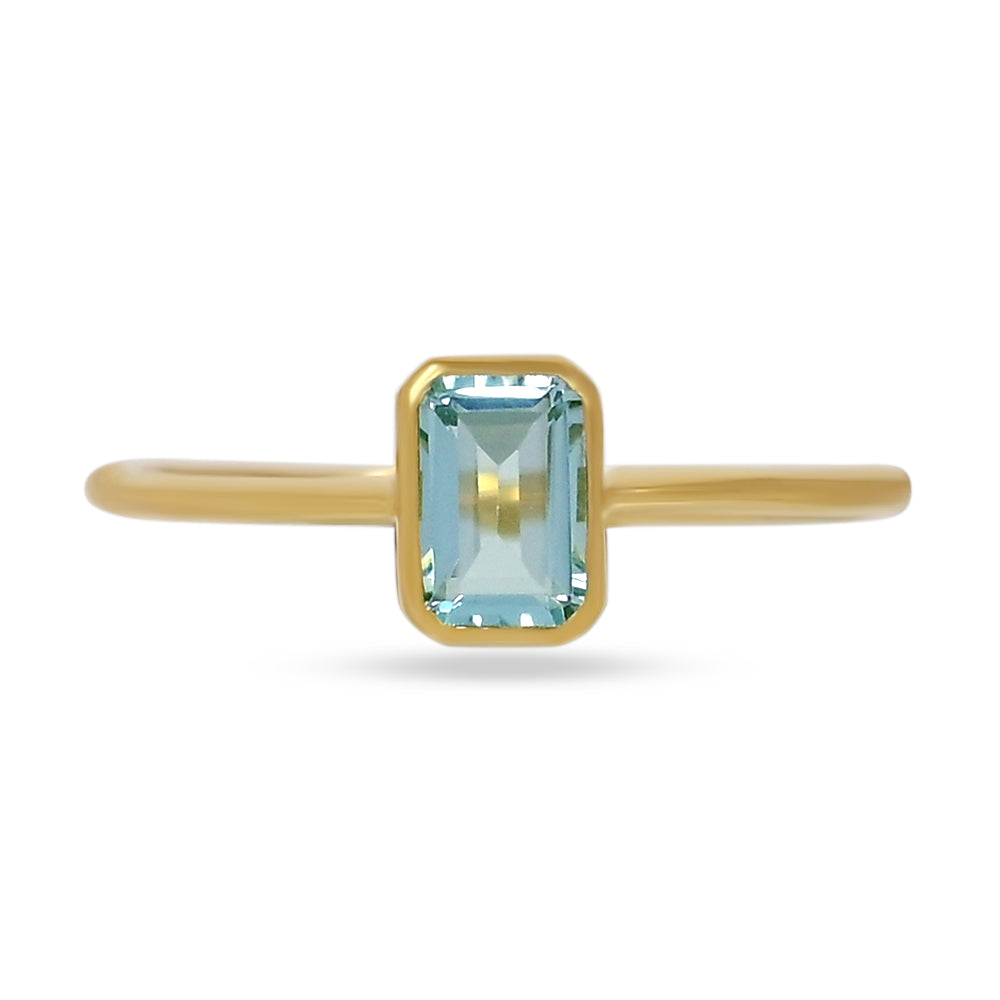 18k Gold Vermeil Faceted Blue Topaz Ring