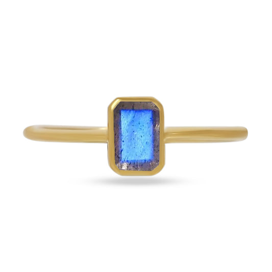 18k Gold Vermeil Faceted Labradorite Ring