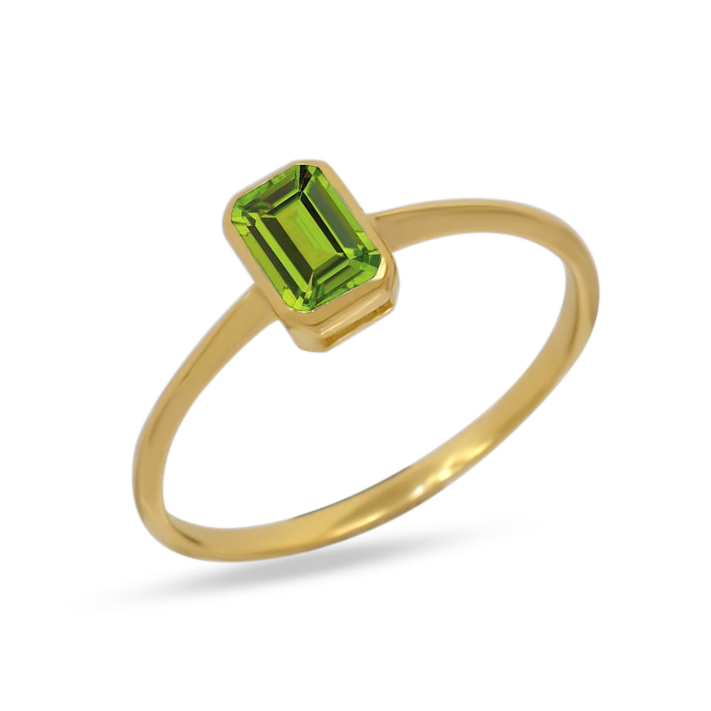 18k Gold Vermeil Faceted Peridot Ring