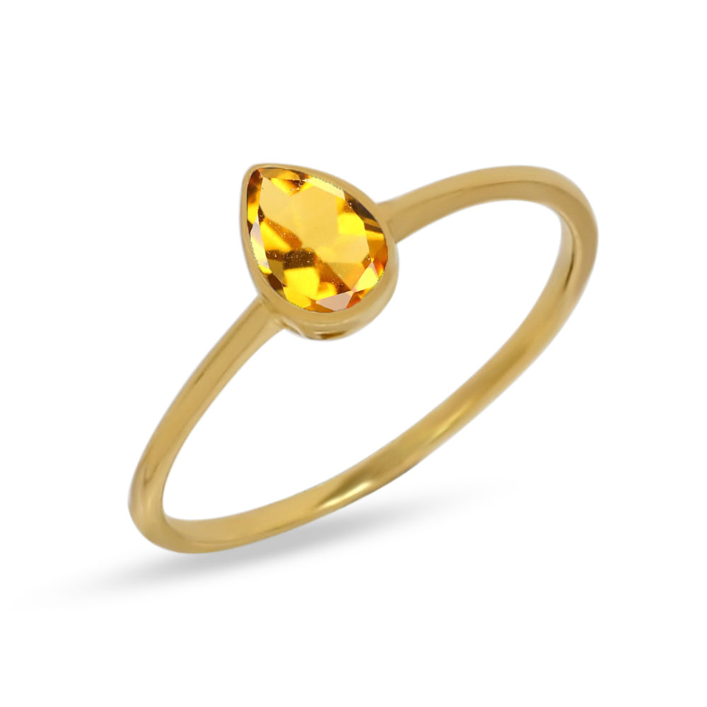 18k Gold Vermeil Faceted Citrine Ring