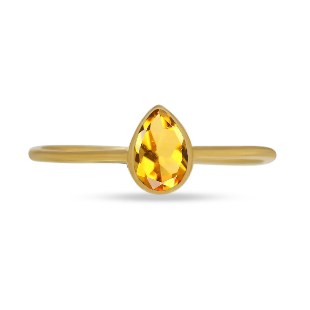 18k Gold Vermeil Faceted Citrine Ring