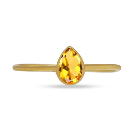 18k Gold Vermeil Faceted Citrine Ring