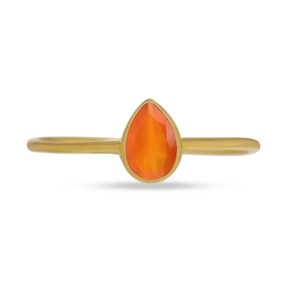 18k Gold Vermeil Faceted Carnelian Ring