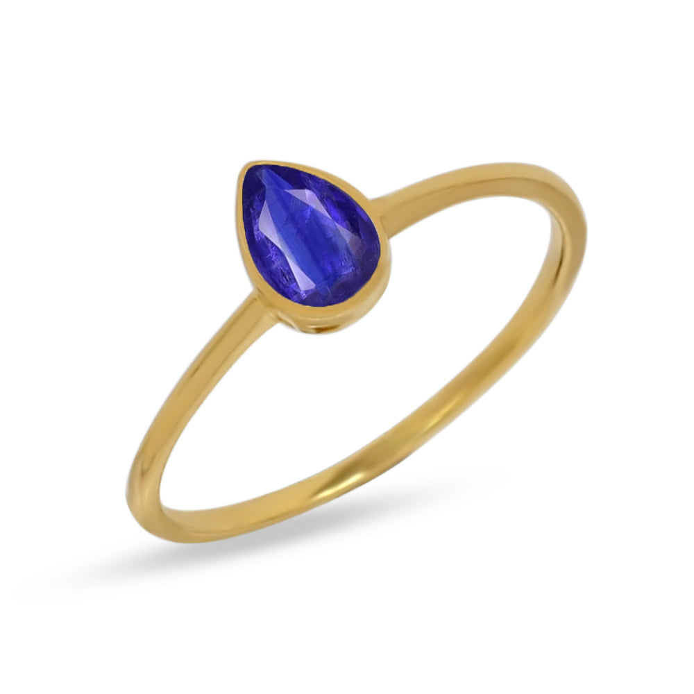18k Gold Vermeil Faceted Blue Kyanite Ring