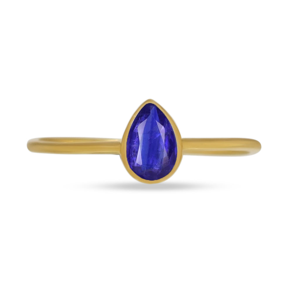 18k Gold Vermeil Faceted Blue Kyanite Ring