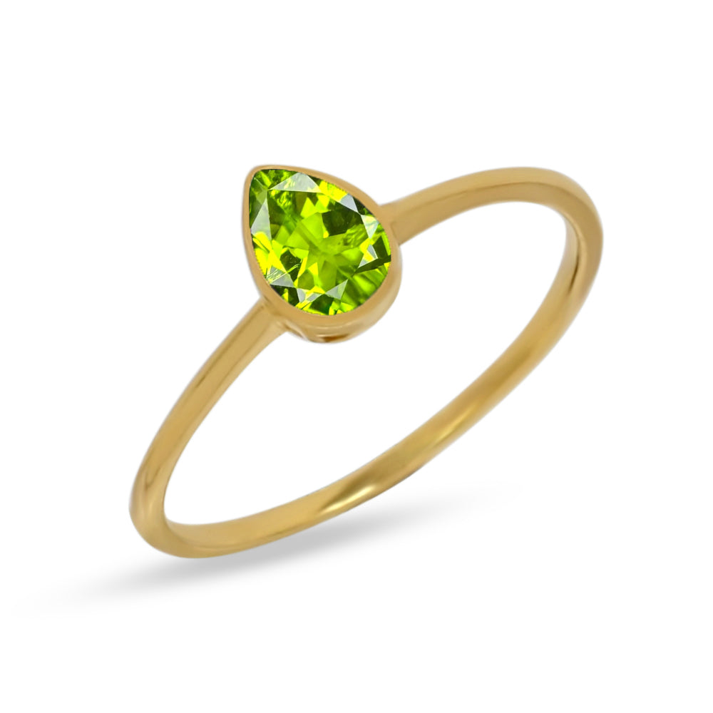 18k Gold Vermeil Faceted Peridot Ring
